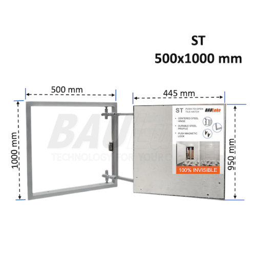 Inspection Door Magnetic Push Under Ceramic Tiles Steel Access Panel  BAULuke ST50x100