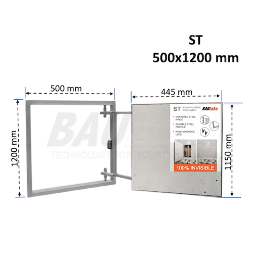 Inspection Door Magnetic Push Under Ceramic Tiles Steel Access Panel  BAULuke ST50x120